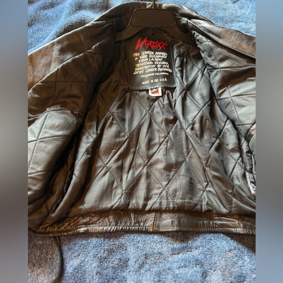 348. Vintage L.A. Roxx Leather Motorcycle Jacket Size XL - Picture 8 of 10